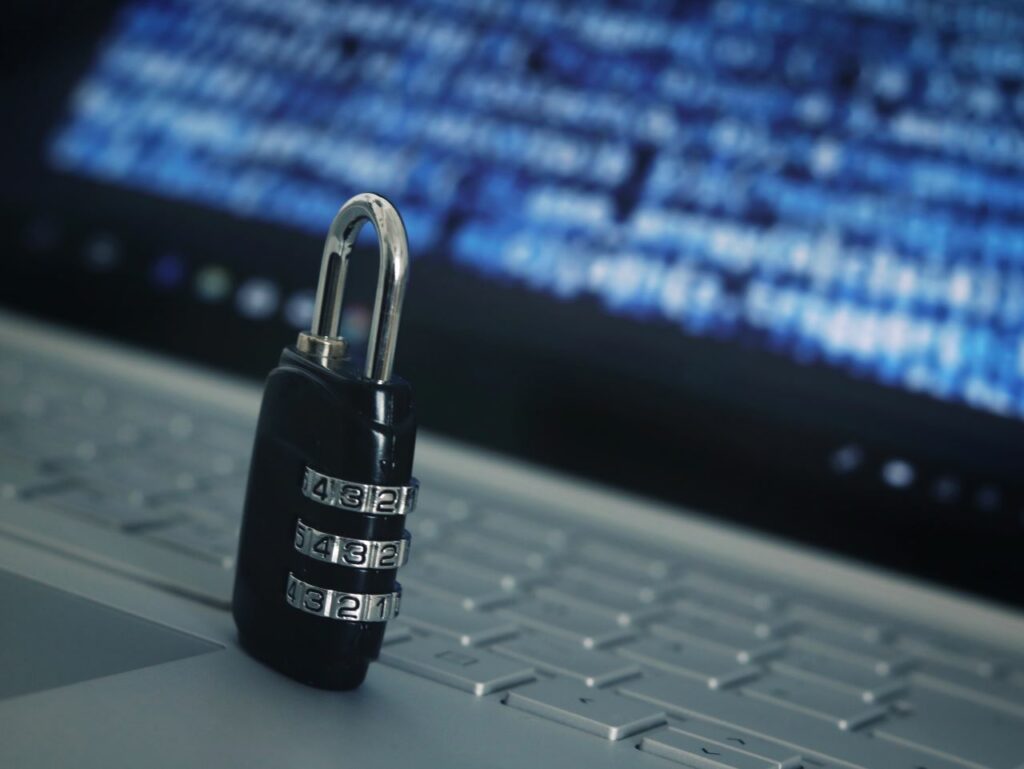 lock sitting on a computer keyboard