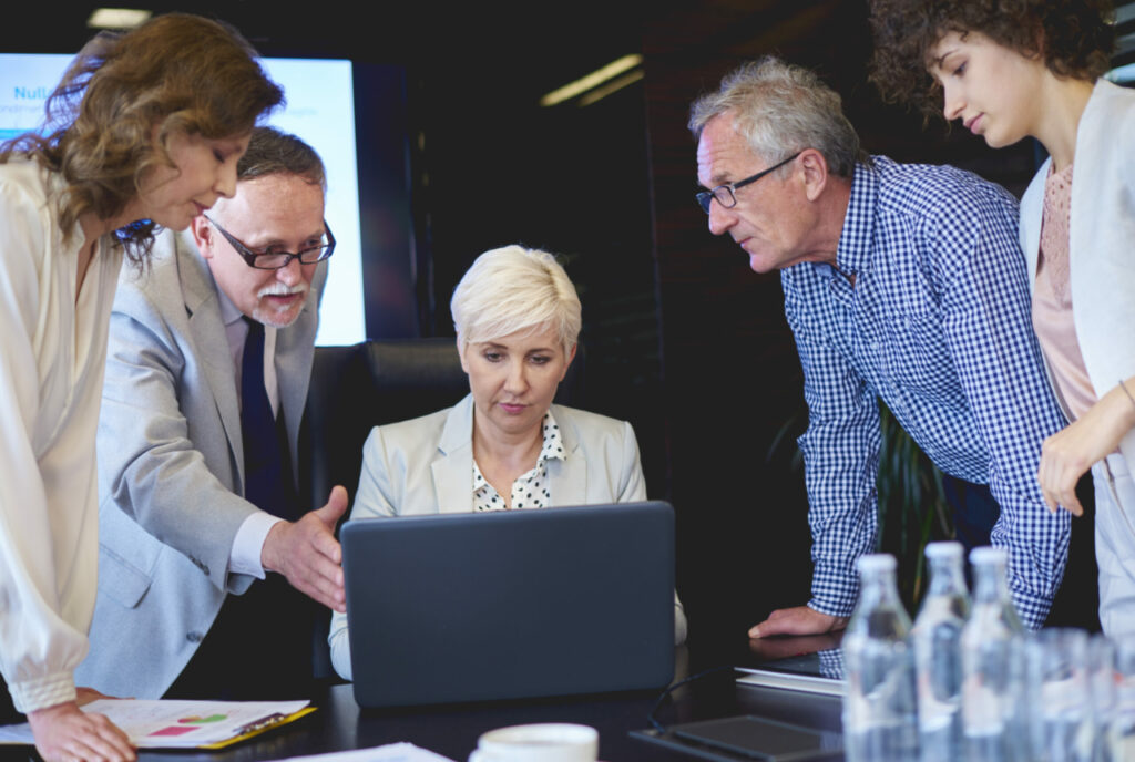 employees working in a conference room