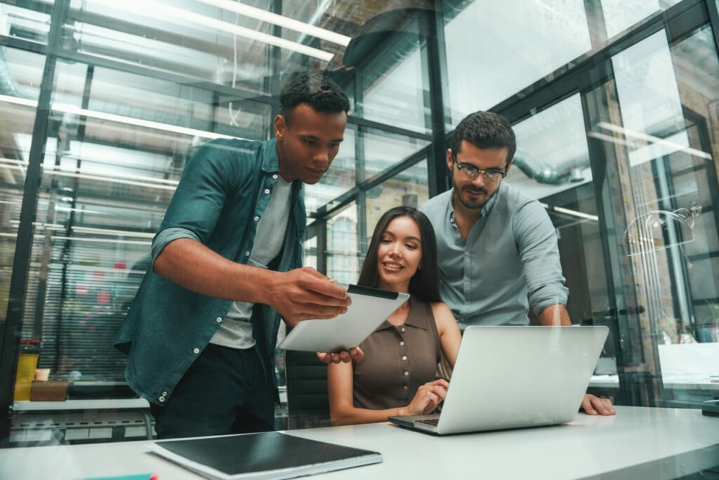 co-workers problem-solving in the office