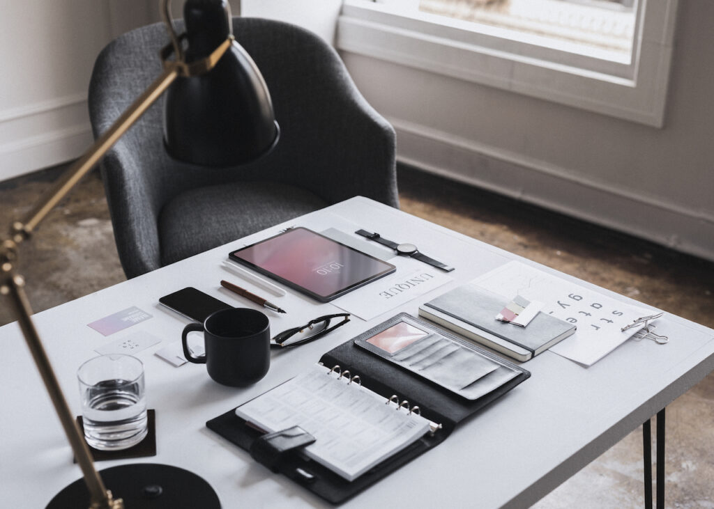 Neatly arranged and organized office workstation