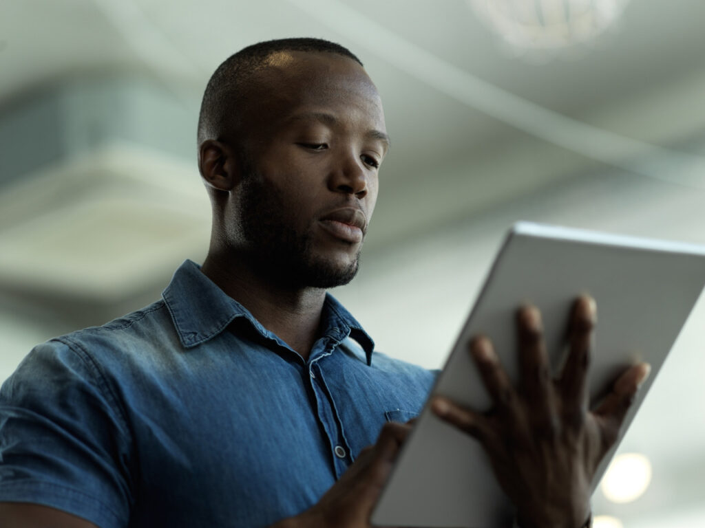 Man uses a tablet